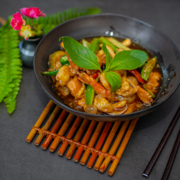 Scampi au basilic thaï